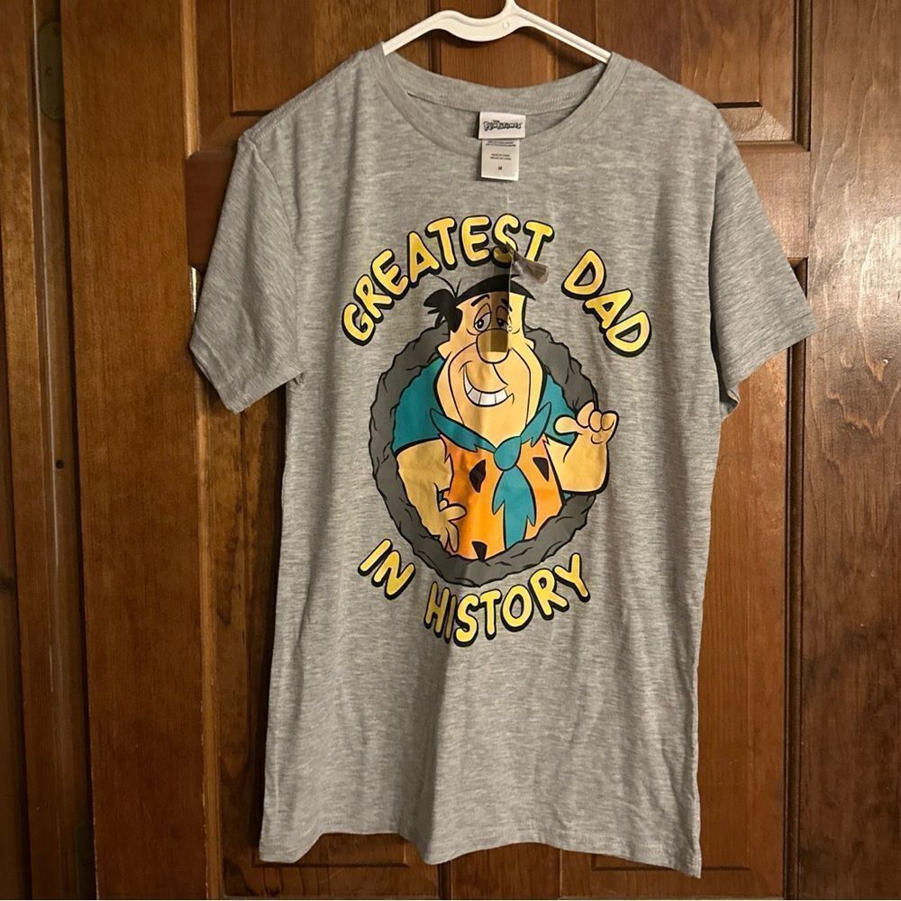 Flintstones T-Shirt Mens Size Medium “Greatest Dad In History” Grey New